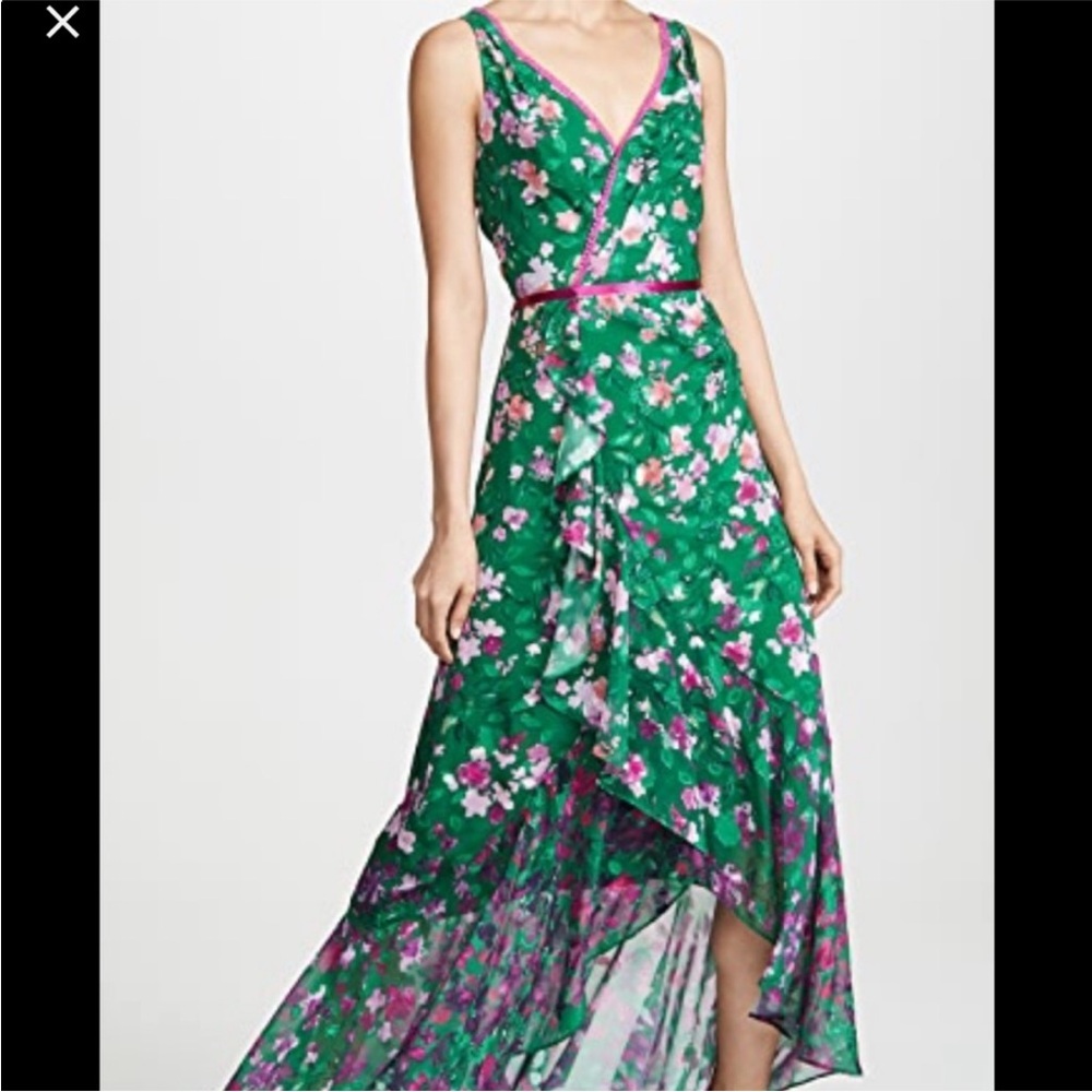 Marchesa Notte Floral High-Low Dress